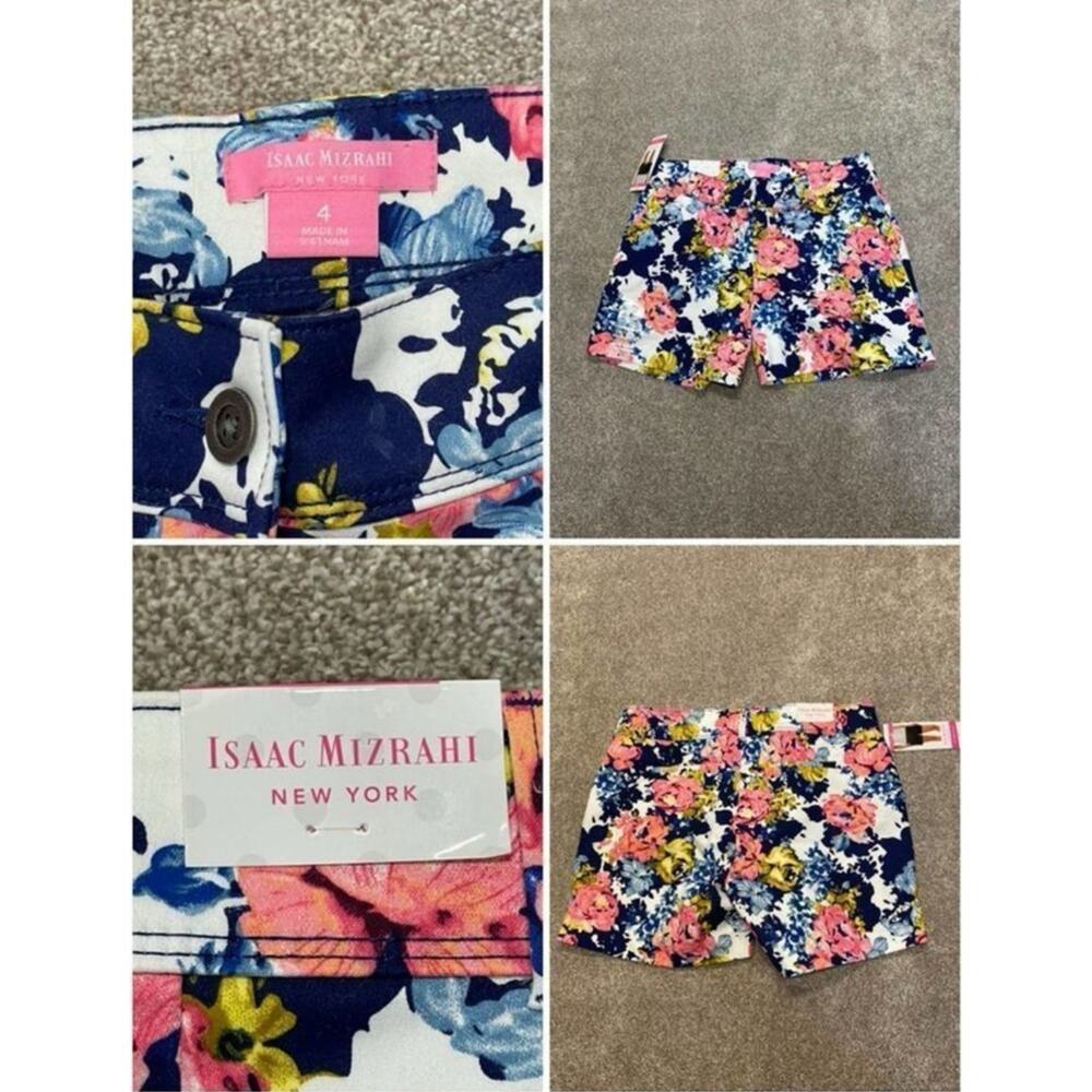 NWT Summer Coastal Floral Isaac Mizrahi Five-Pocket Shorts Sz 4 Navy Multicolor - Picture 2 of 13